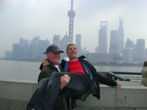 Myself and Derek Conlon in Shanghai on the QM2 World cruise 2013