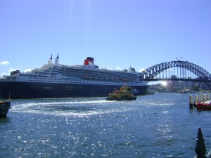 Docked at Sydney on the QM2 world cruise 2013